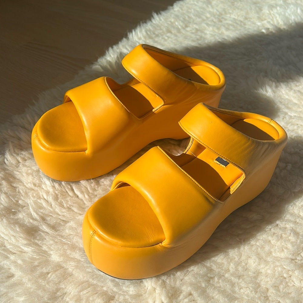 Simon Millar Orange Two Band Bubble Platform Sandals